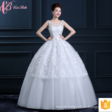 Guangzhou-Fabrik-preiswerte reine weiße Hochzeits-Kleid-Kleider-Feder-Dekoration